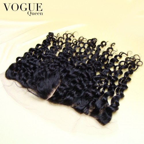 7A Full Lace Frontal Closure 13x4 Deep Curly Wave Virgin Brazilian Human Hair 